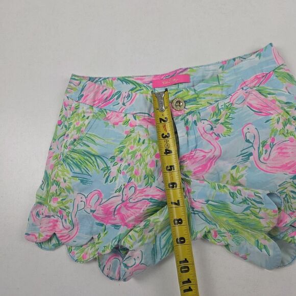 Lilly Pulitzer Shorts Womens 00 Flamingo Print Scallop Hem Summer Beach Casual - Picture 6 of 8